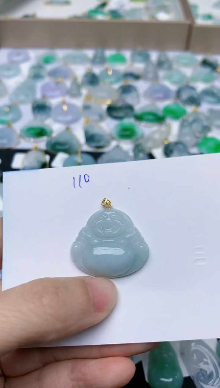 【闪购商品】翡翠颈饰18K金镶嵌天然翡翠A货    