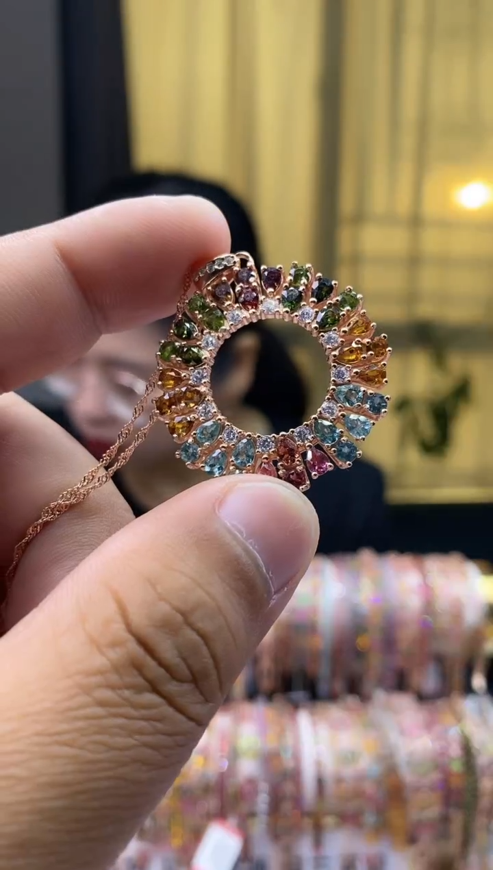 【闪购商品】碧玺吊坠银S925镶嵌34534534534534