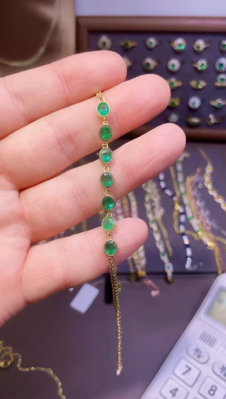 【闪购商品】祖母绿手链银S925镶嵌一条