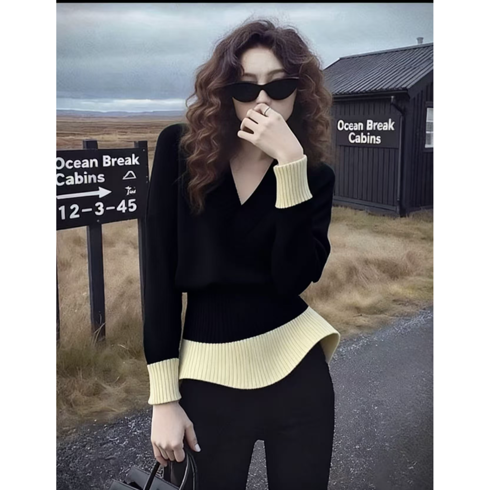 冬季独特超好看内搭上衣韩系小众不撞款高级感超好看黑色针织毛衣