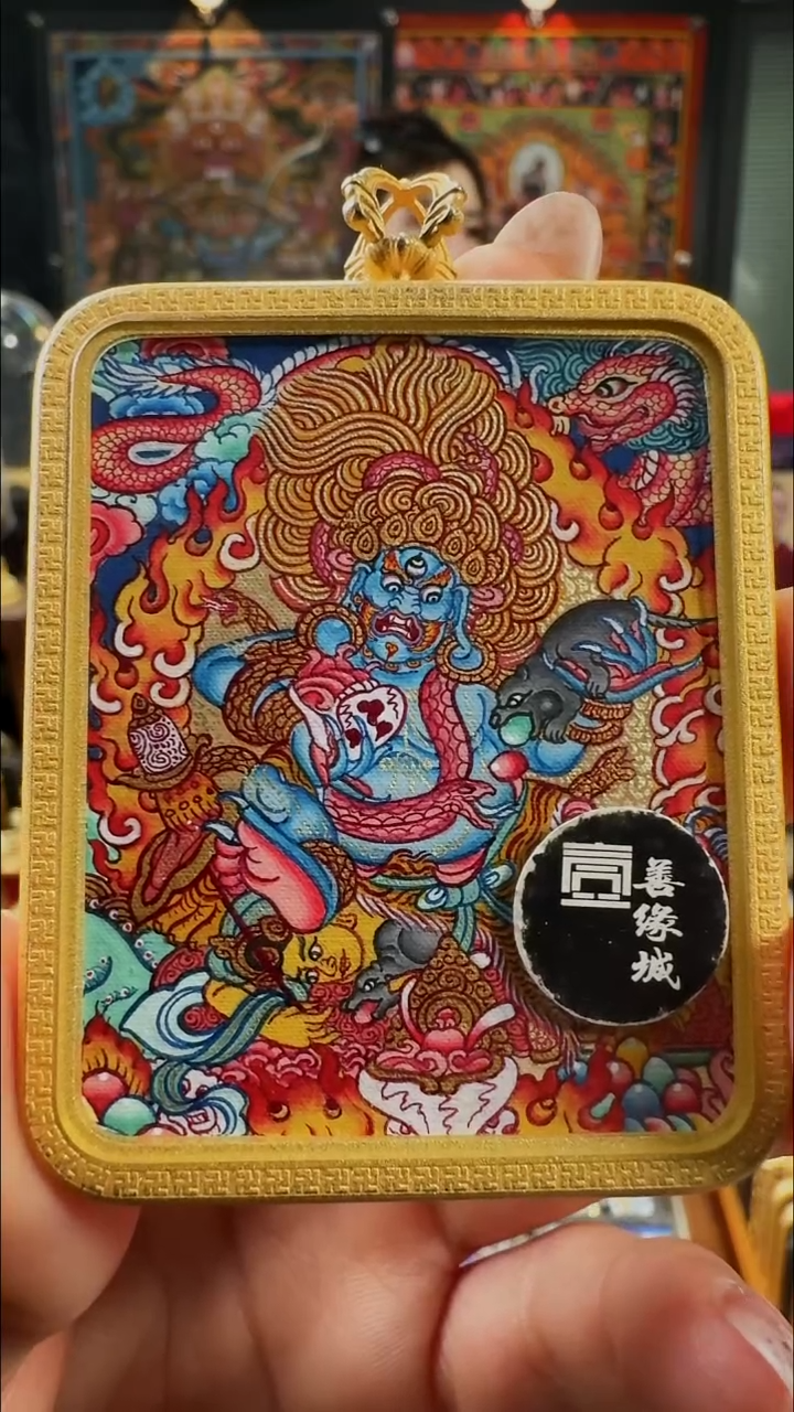 吊坠壹善缘城手绘唐卡黑C