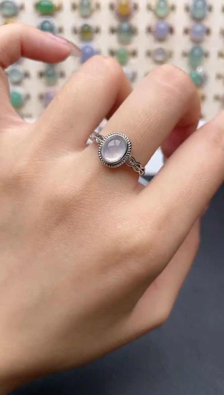 【闪购商品】翡翠戒指银S925镶嵌一物一证一礼盒