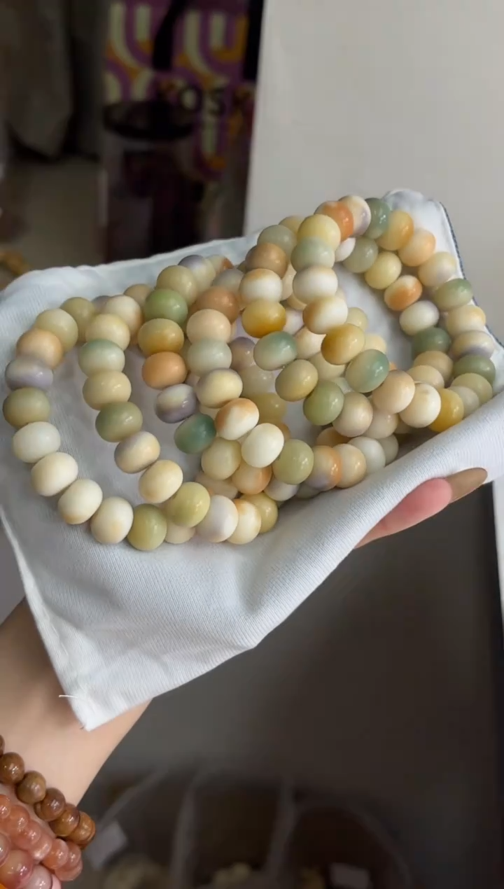 手串菩提根/象牙果沐g45陌上花开玉化算盘10*13mm手串