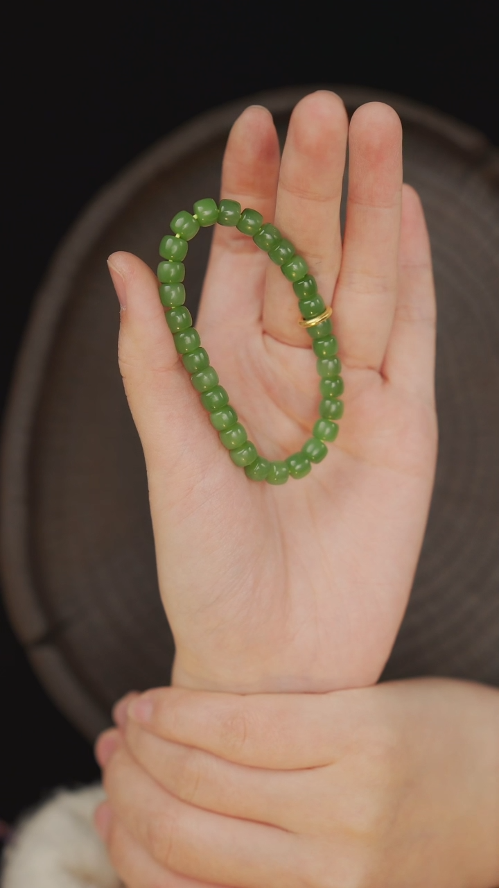 【闪购商品】和田玉手串18K金镶嵌手串