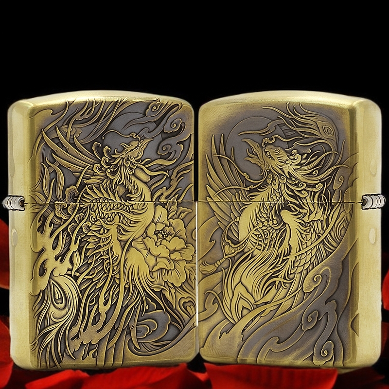 ZIPPO/之宝【九天凤凰】7黄铜盔甲机正品煤油打火机KF-DF