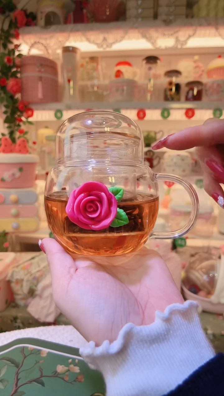 玫瑰花吨吨泡茶杯——手工制作品质好！