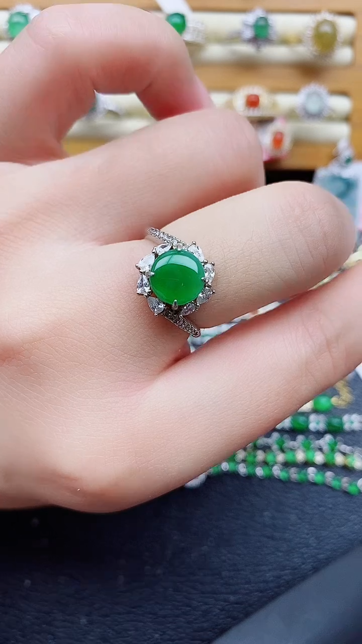 银S925镶嵌戒指翡翠1