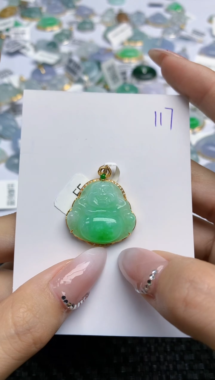 【闪购商品】翡翠颈饰18K金镶嵌 天然翡翠A货