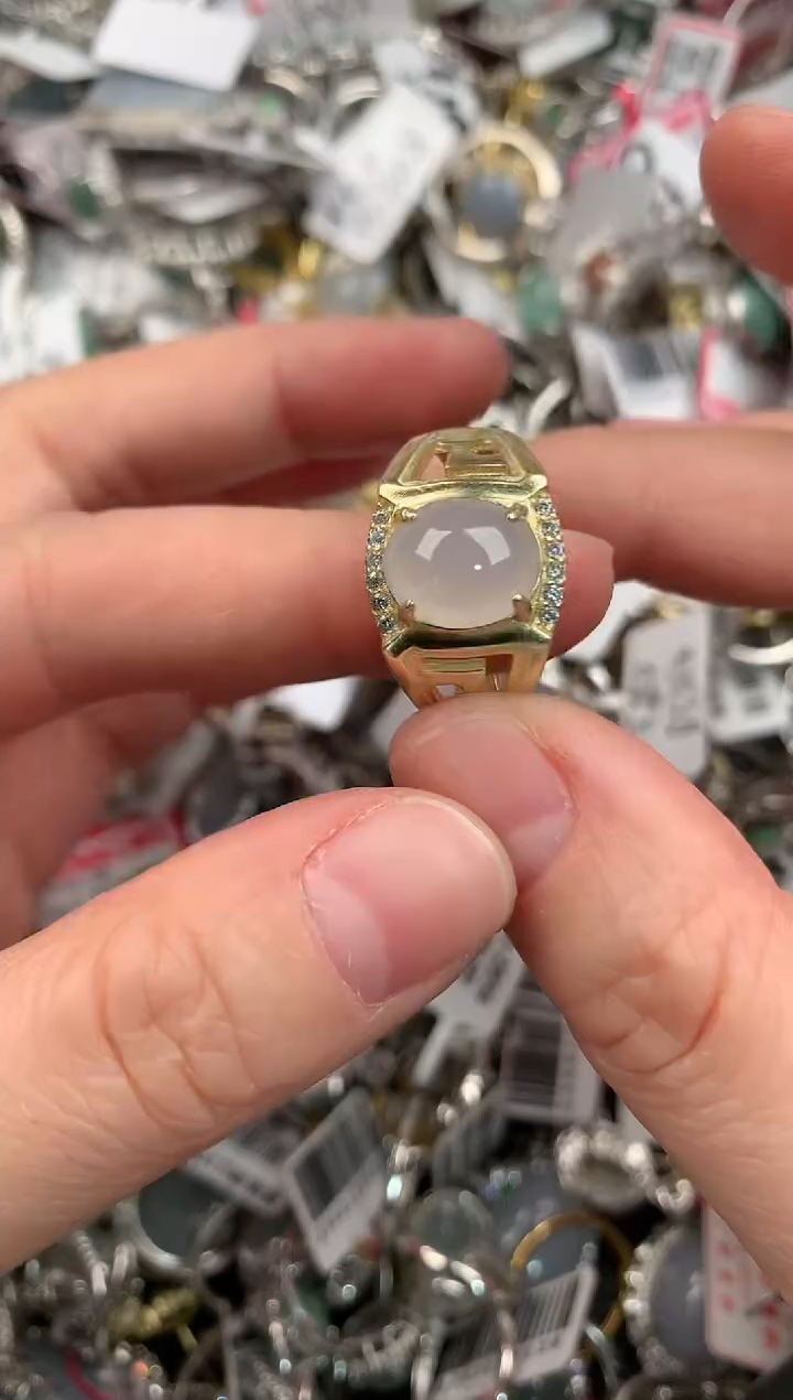 银S925镶嵌戒指翡翠222          7