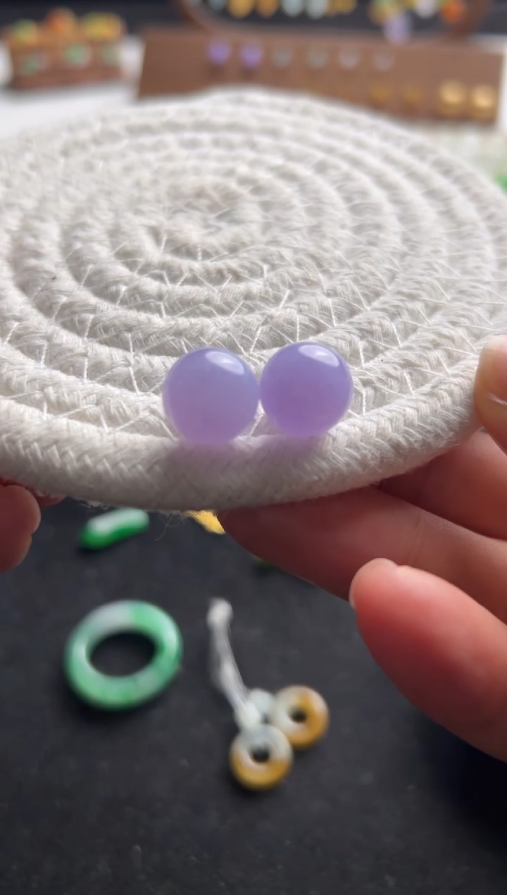 【闪购商品】定制翡翠未镶嵌紫圆珠16800+840-yjf136