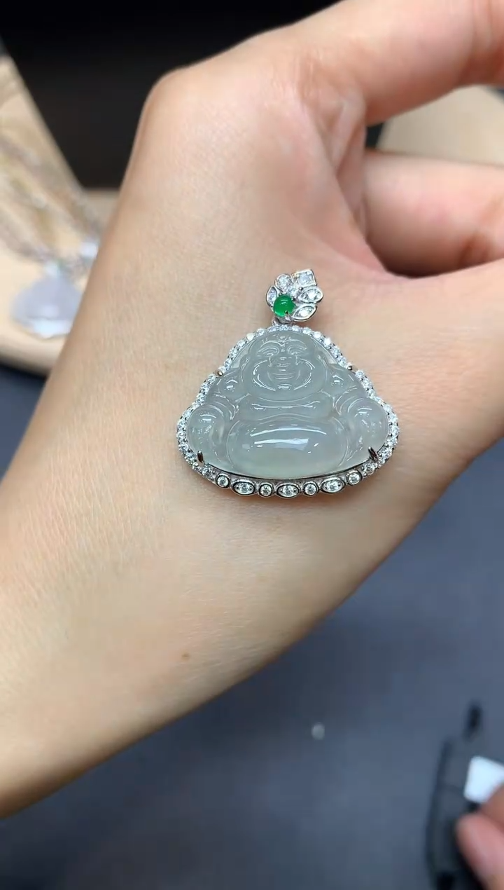 【闪购商品】翡翠吊坠(不含链)银S925镶嵌佛公【多样性发其一】