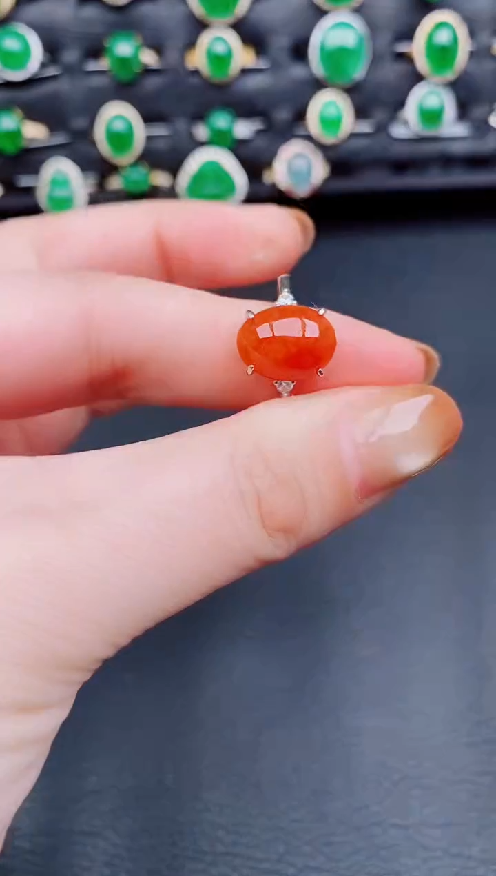 【闪购商品】翡翠戒指银S925镶嵌天然a货翡翠47