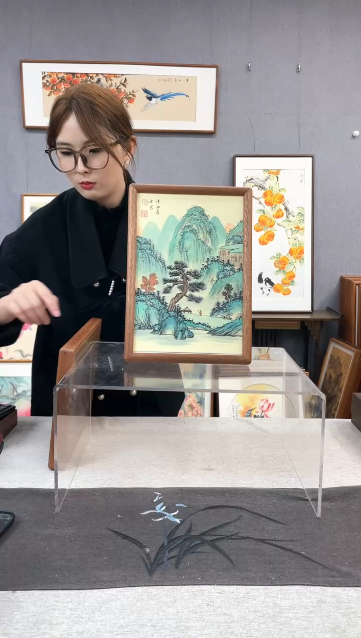 【闪购商品】国画A4-23*32摆台手绘作品-编码077