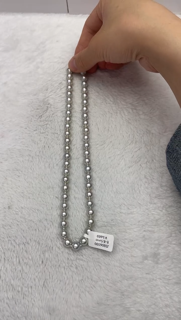 【闪购商品】海水珍珠项链银S925镶嵌AK真多麻8-8.5mm（多样性发一）