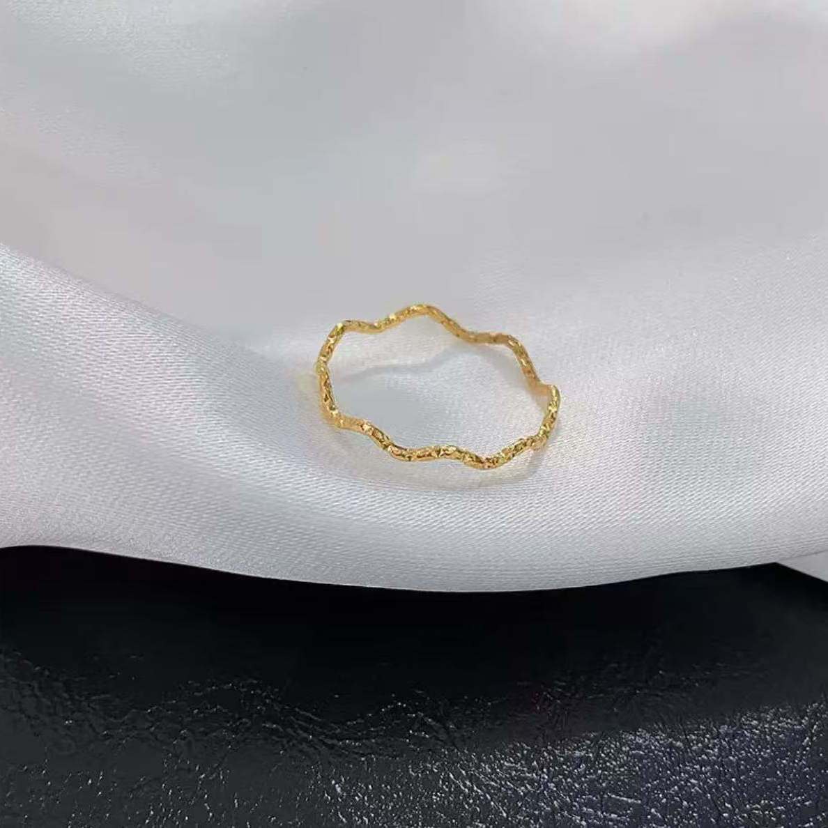 钛钢戒指 波浪麻花戒指