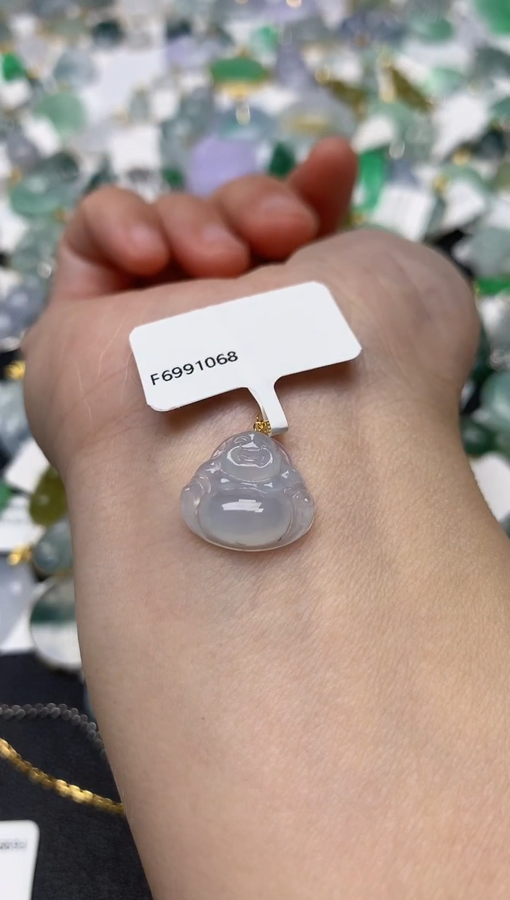 颈饰18K金镶嵌翡翠天然缅甸A货翡翠