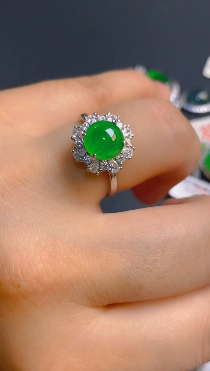 【闪购商品】翡翠耳饰银S925镶嵌天然A货翡翠1