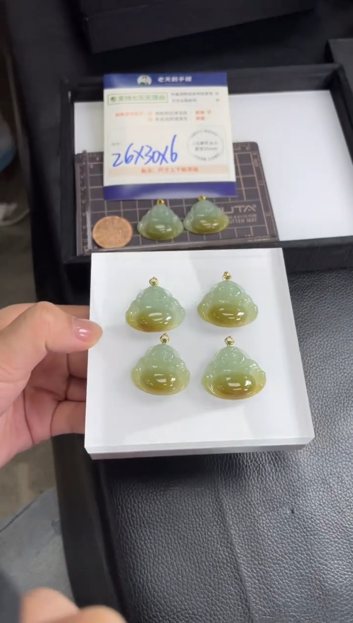 【闪购商品】翡翠挂件18K金镶嵌翡翠佛公FL10/多样性发其一CP