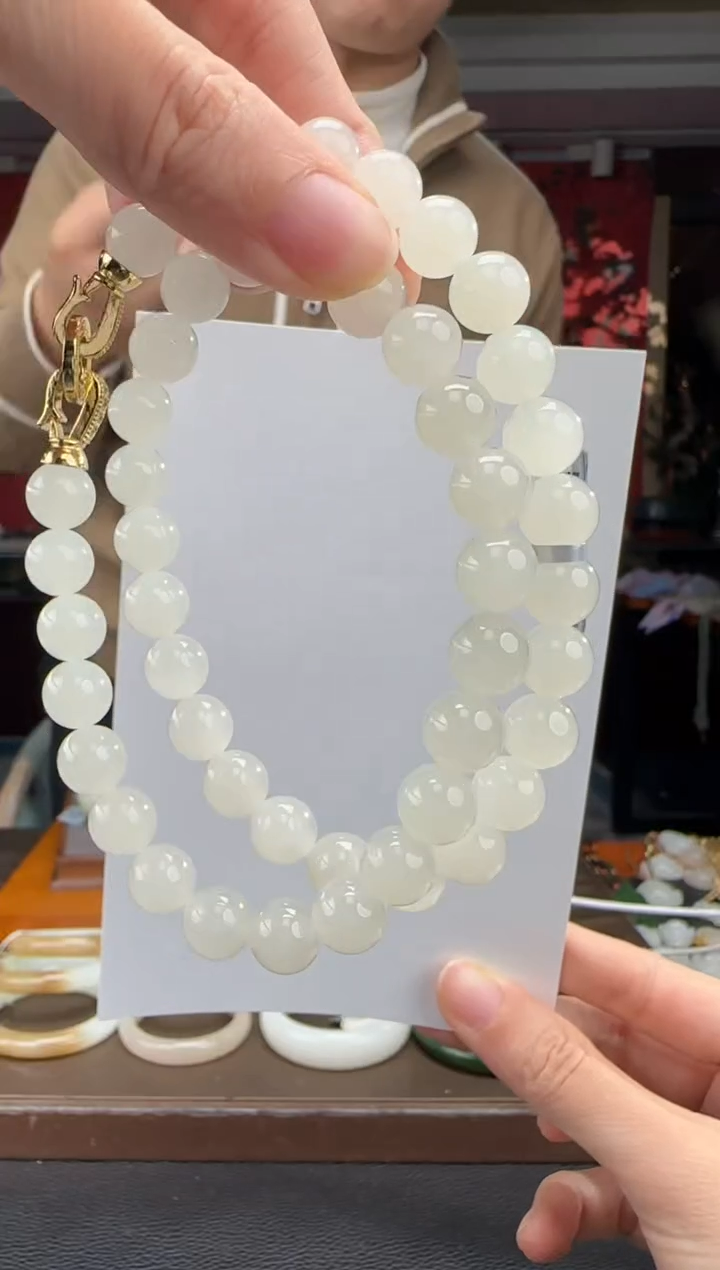 颈饰未镶嵌和田玉白冰妈妈链卡10