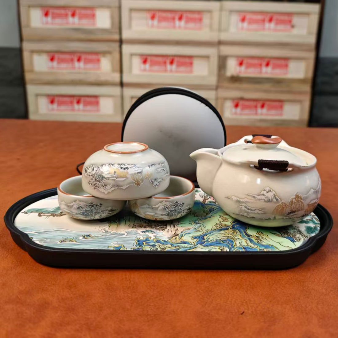 瑞雪兆丰年手抓旅行茶具加茶盘1107+1768