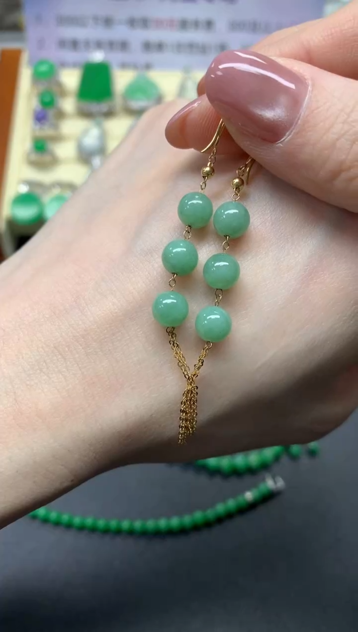 翡翠18K金镶嵌耳饰多样性发其一|800+80