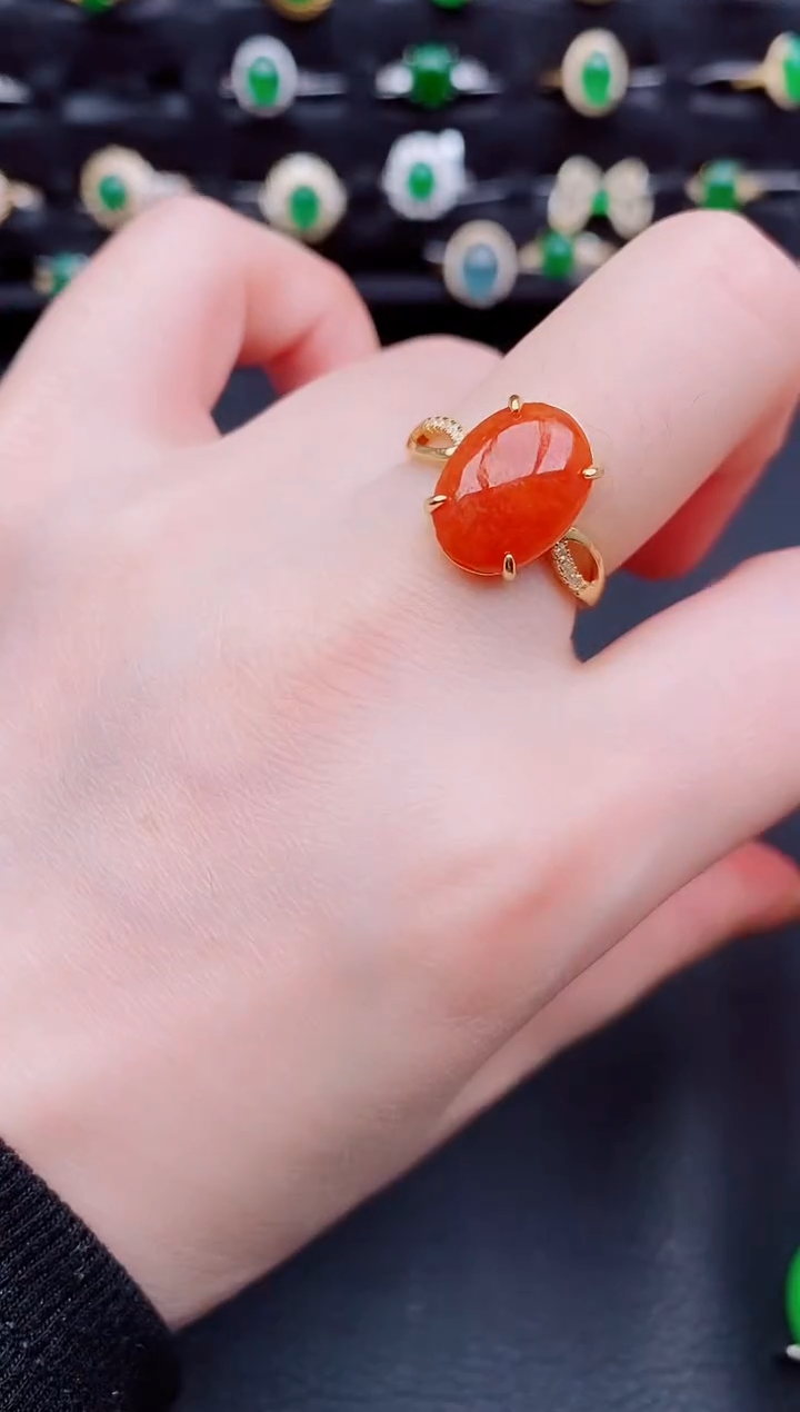 【闪购商品】翡翠戒指银S925镶嵌天然a货翡翠64