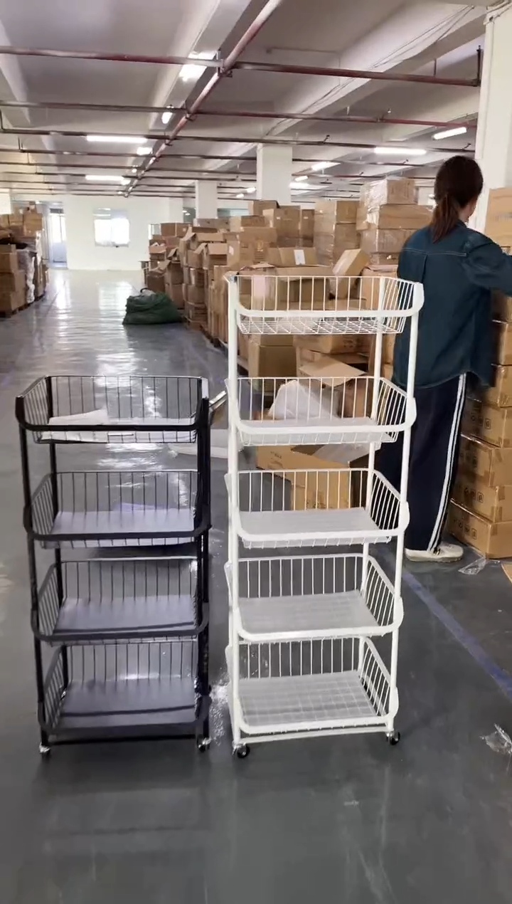 合金三层果蔬篮推车黑色