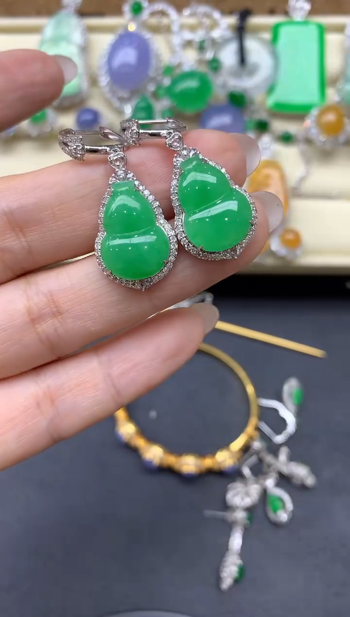 【闪购商品】翡翠耳饰18K金镶嵌644-中国好珍宝