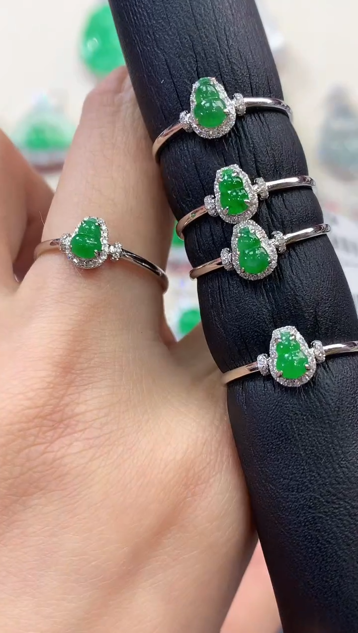 【闪购商品】翡翠戒指18K金镶嵌B38多样性一件发货