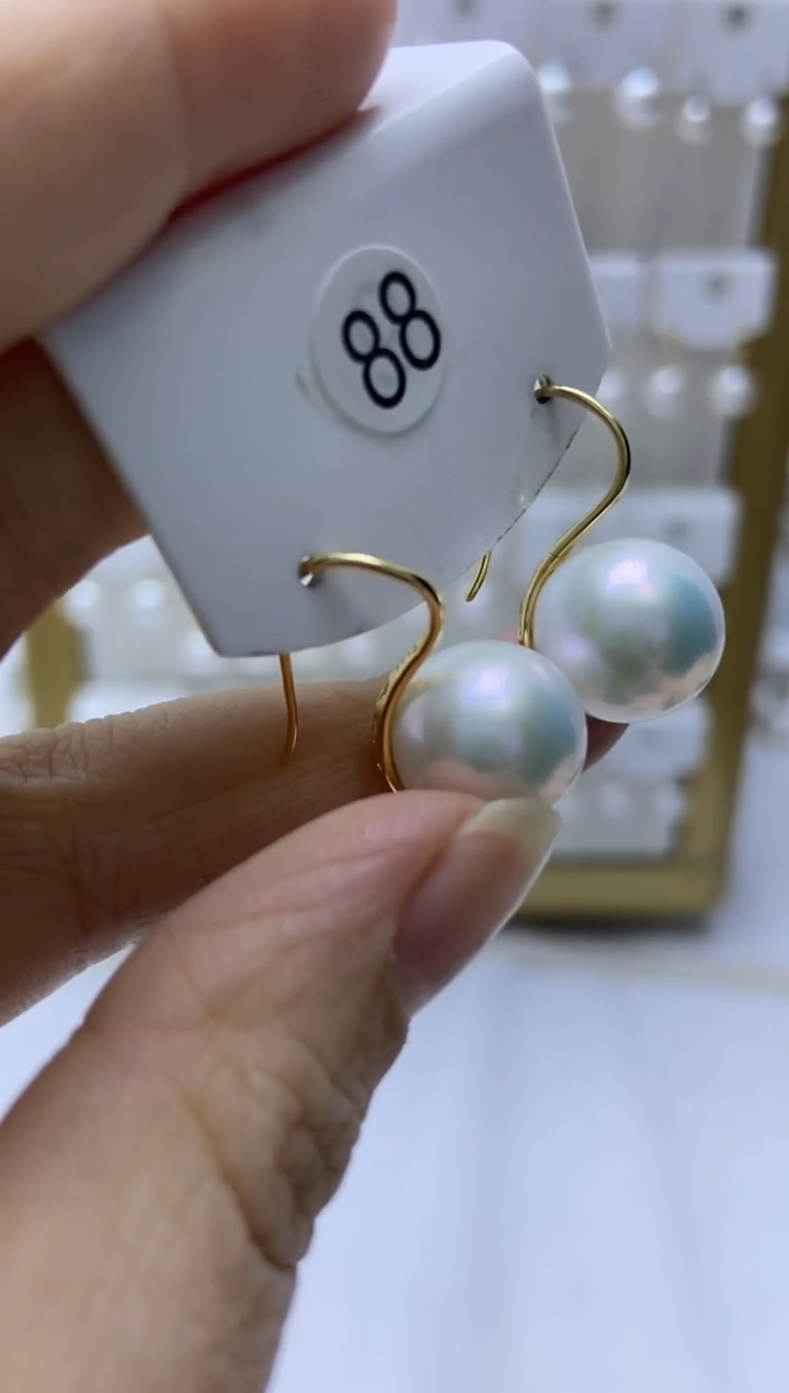 银S925镶嵌耳饰淡水珍珠881