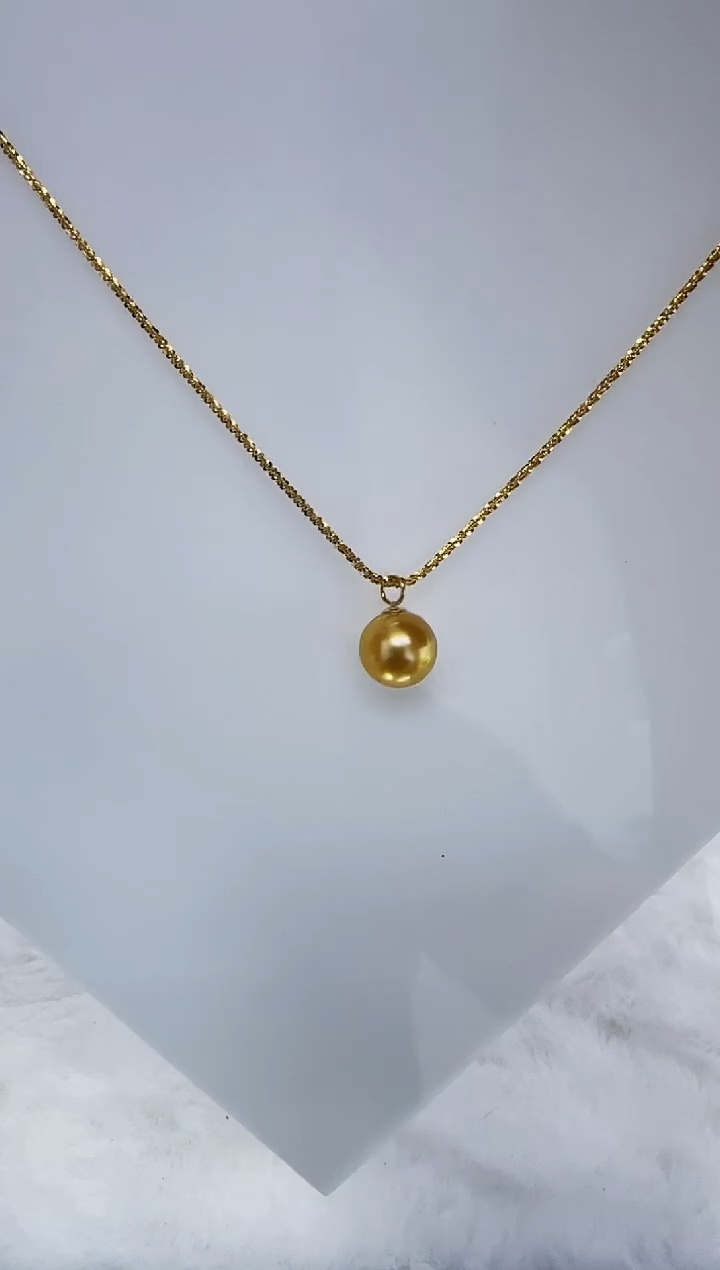 18K金镶嵌海水珍珠DA金珠吊坠10-11  ss175