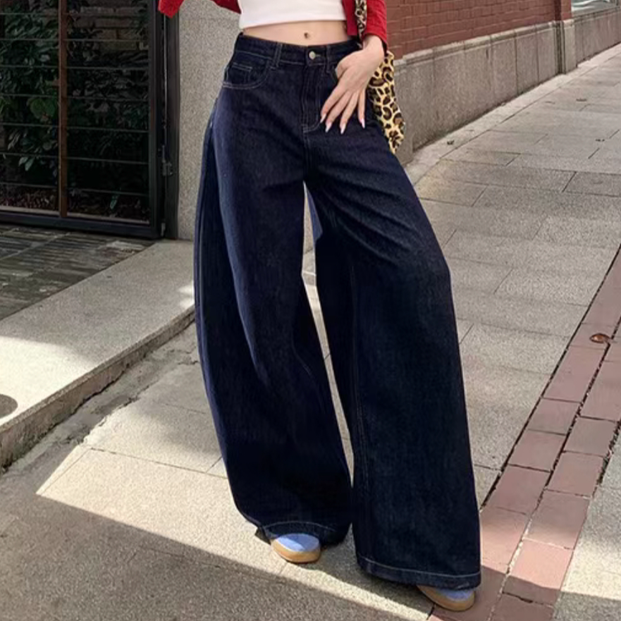 [鼠]破洞水洗直筒复古高腰高品质孤品牛仔裤默认微瑕介意勿拍！！！