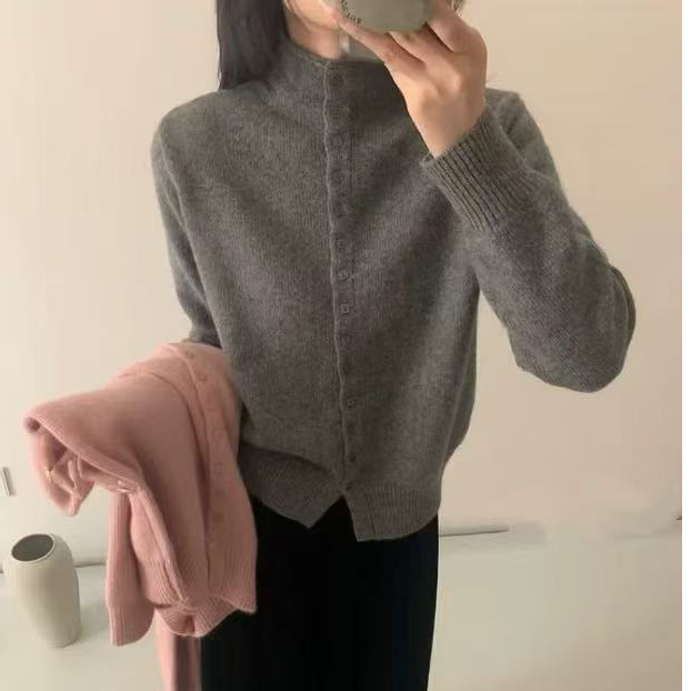 蝴蝶家羊毛针织衫女2024冬新款时尚百搭毛衣潮纯色羊毛衫3109