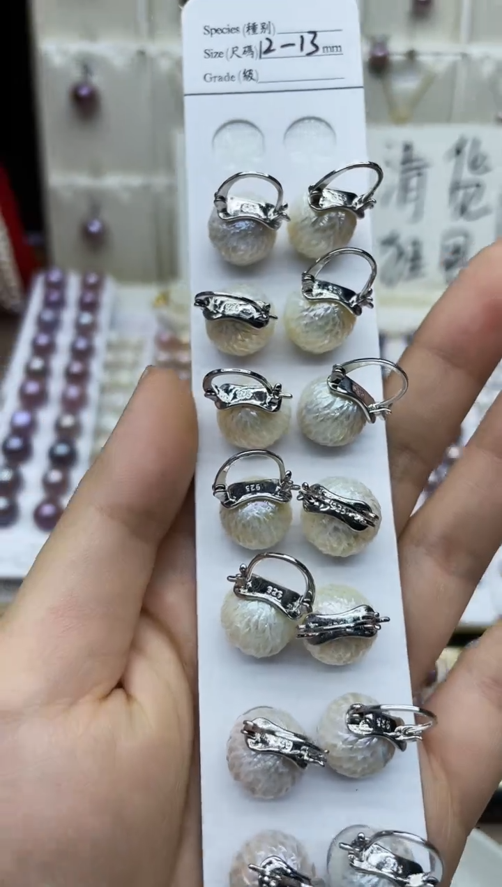 未镶嵌淡水珍珠耳饰茶壶款多其性发其一