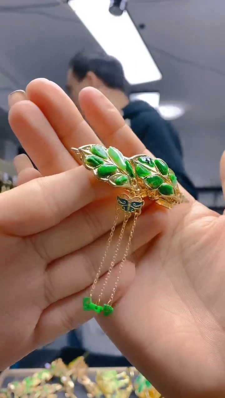 【闪购商品】翡翠耳饰合金0379翡翠发簪
