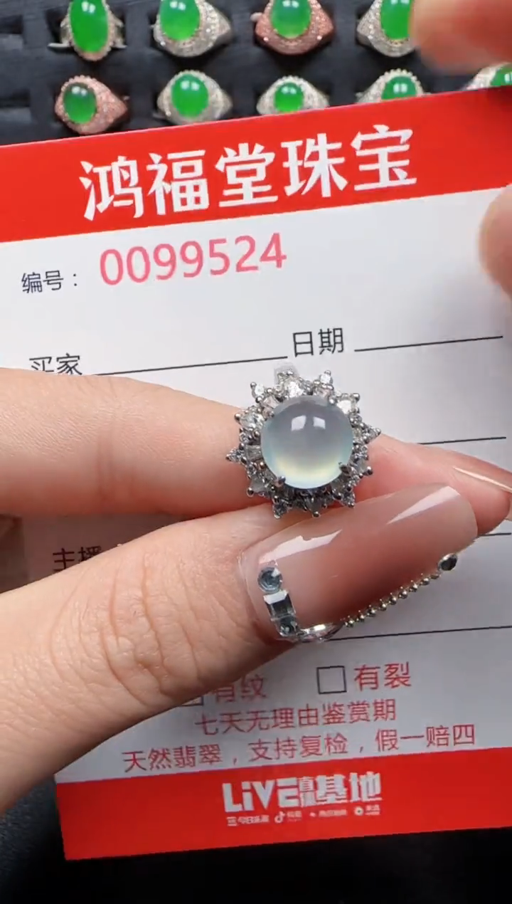 【闪购商品】翡翠戒指银S925镶嵌9524