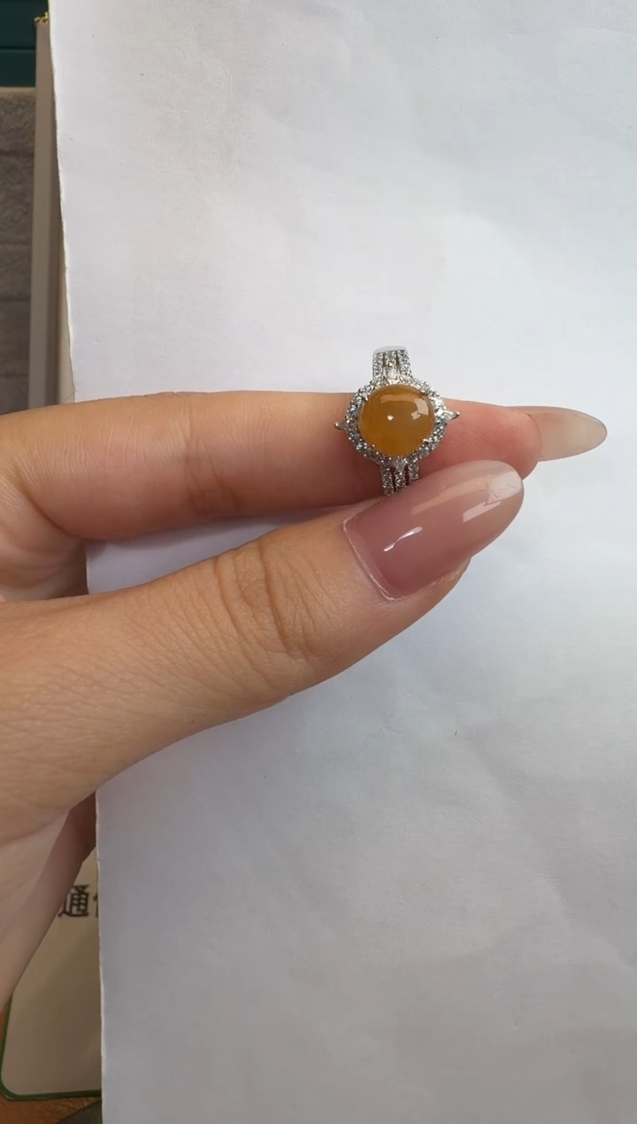 银S925镶嵌戒指翡翠通体925银镶缅甸A货翡翠戒指