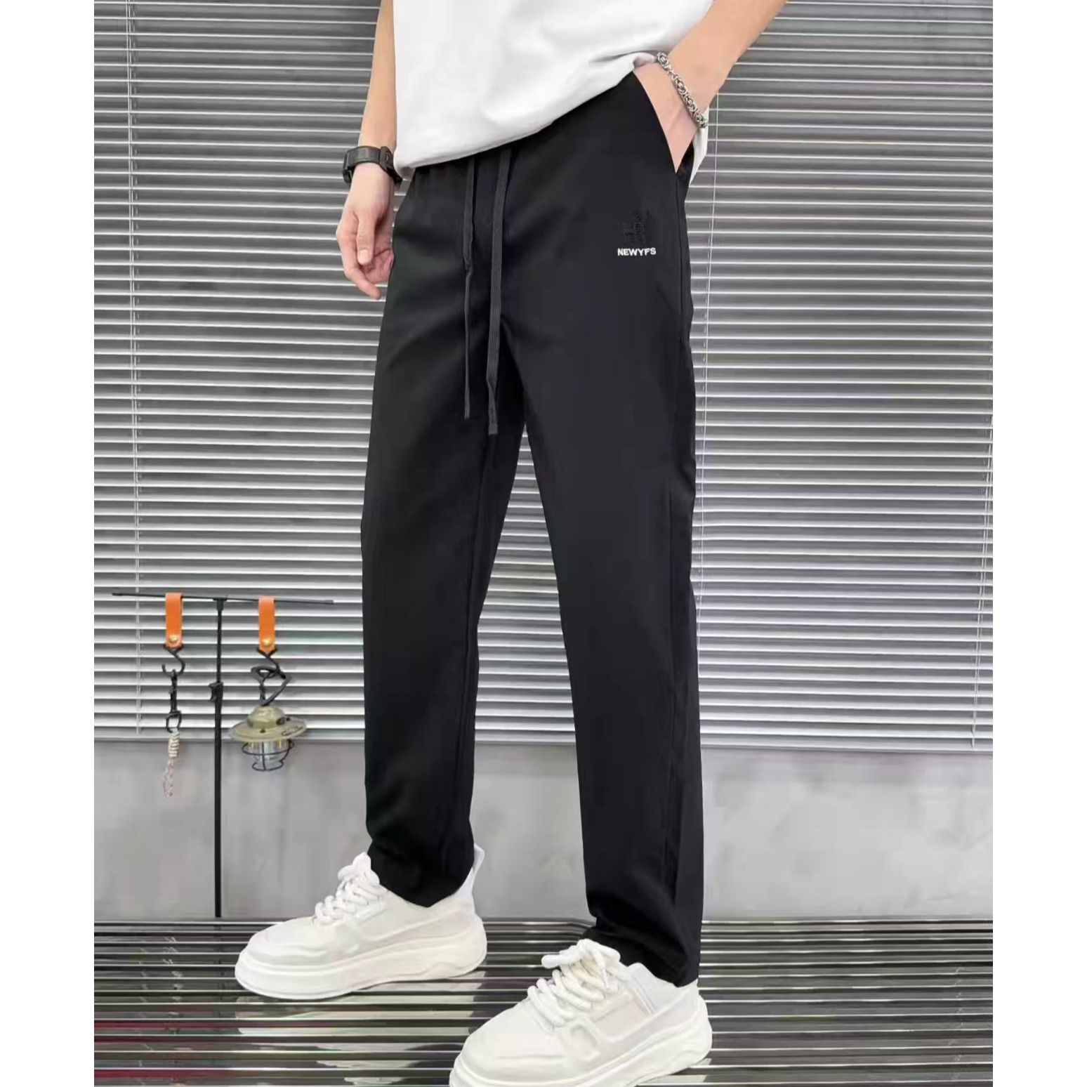 【9809】夏季新款男款休闲百搭薄款刺绣休闲裤H0062