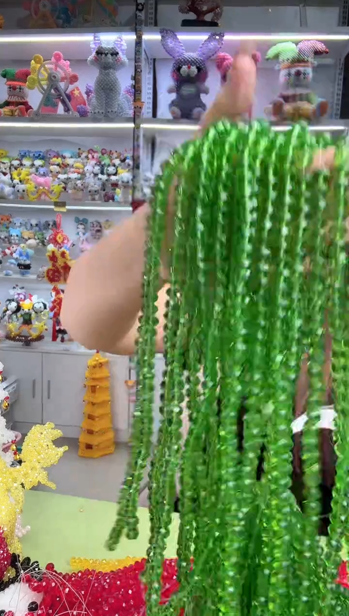 玻璃2767卡8水晶扁10条本色草绿色