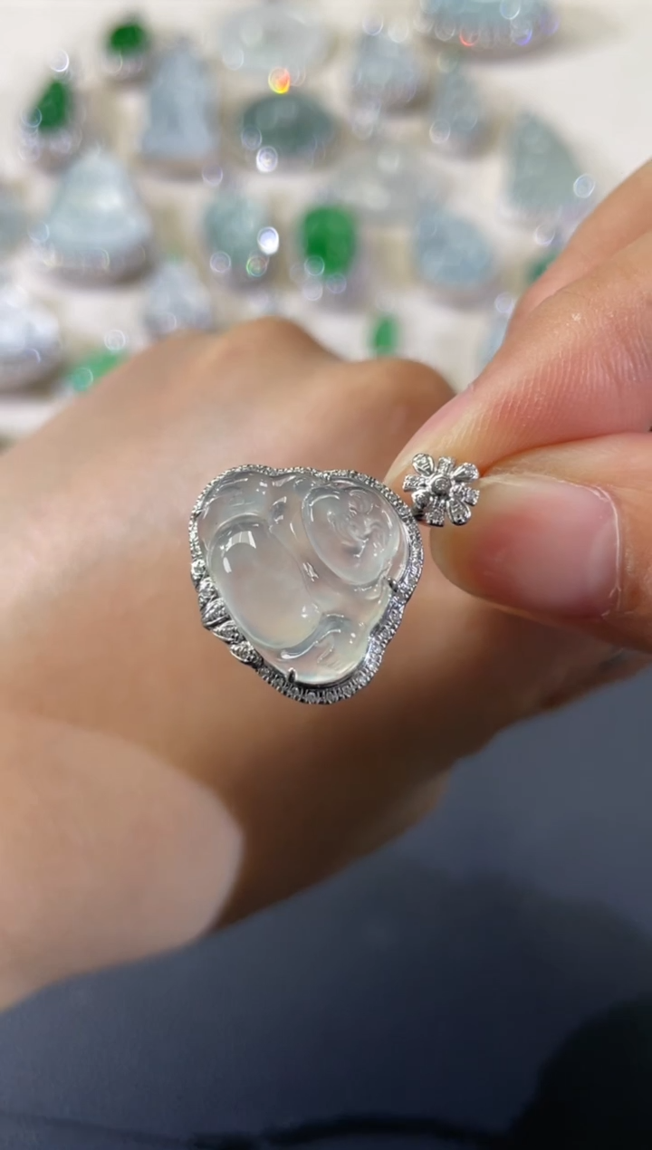 吊坠(不含链)18K金镶嵌翡翠A477|3980