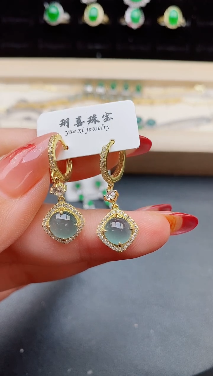 【闪购商品】翡翠耳饰银S925镶嵌321321