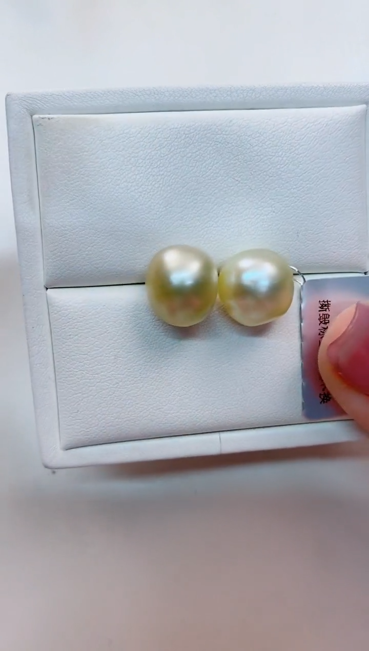 【闪购商品】海水珍珠耳饰银S925镶嵌12-13南洋海水珍珠耳饰