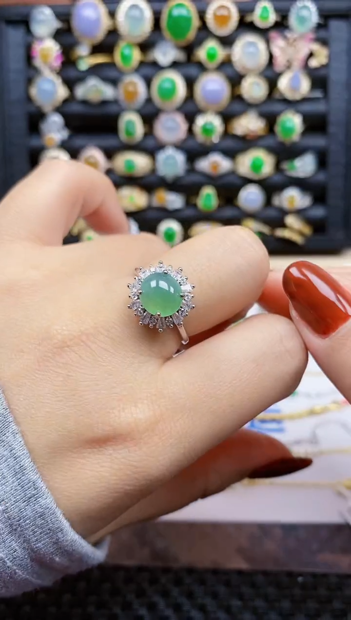 银S925镶嵌戒指翡翠128