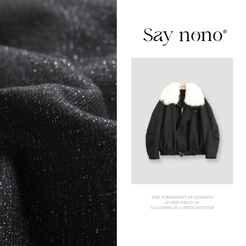 懒猫nono│Saynono 带可脱卸毛领绵羊毛骆驼绒毛呢服/GD10603