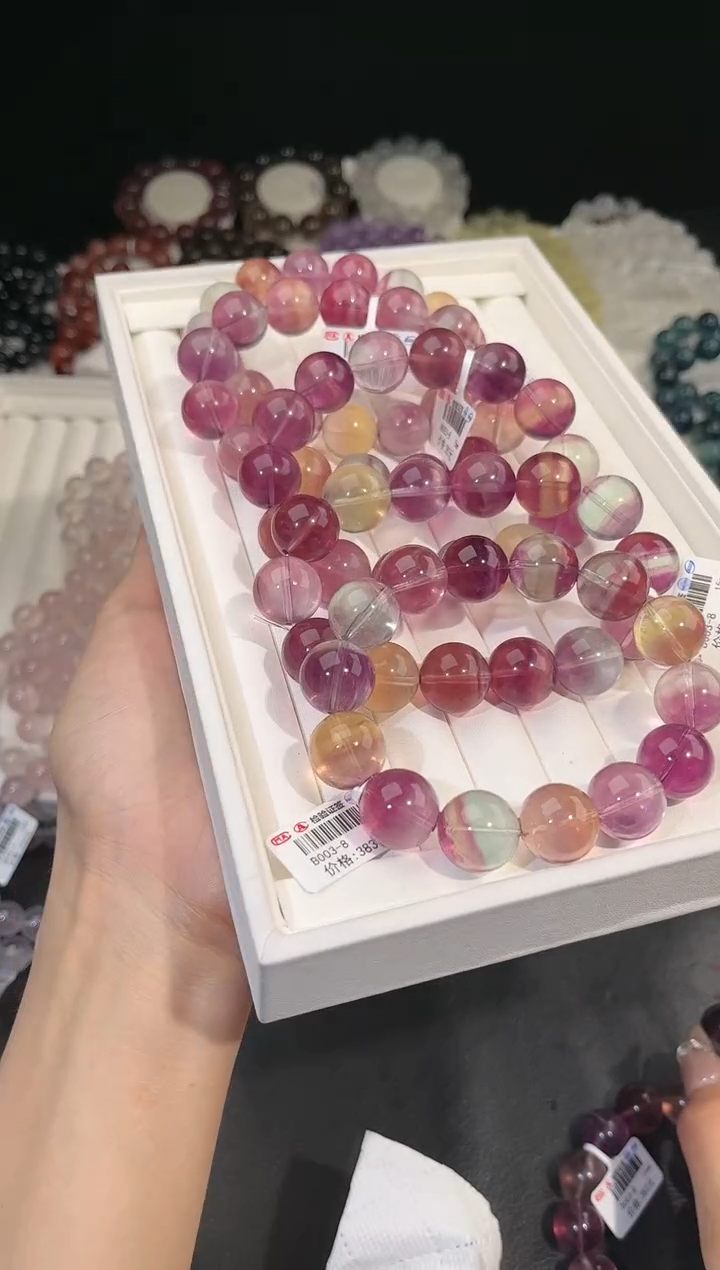 【闪购商品】萤石手链未镶嵌多样性发一彩萤石15mm