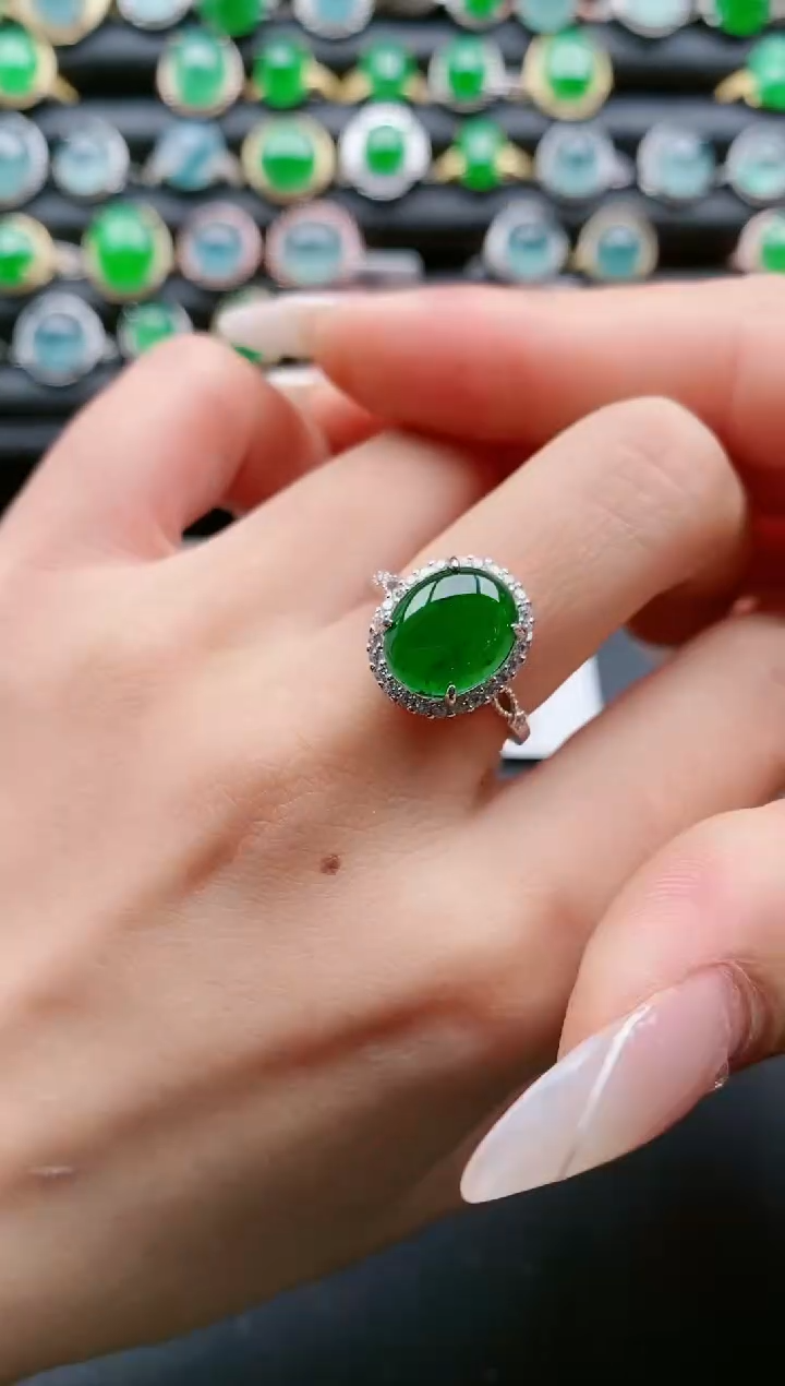 【闪购商品】翡翠戒指银S925镶嵌111111