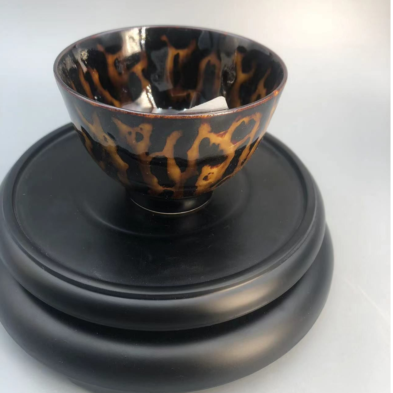 古古景德镇瓷器溯源行玳瑁釉鸡心杯—rht00135