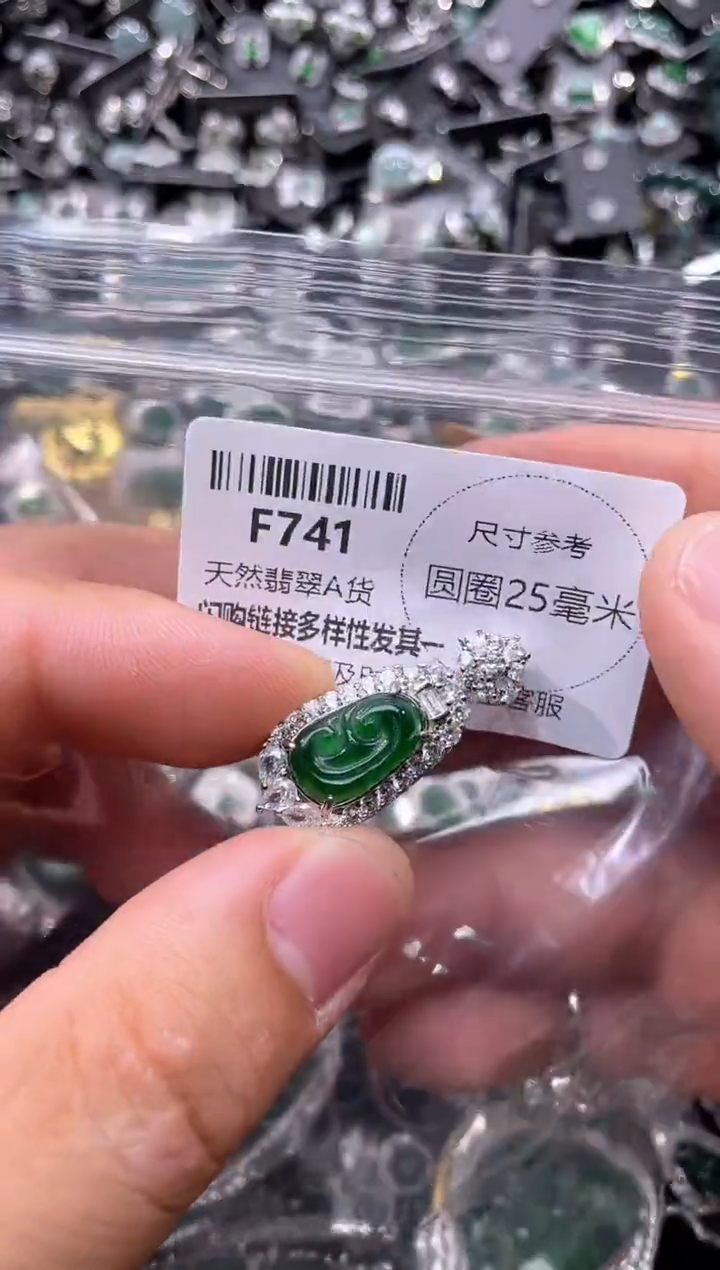 翡翠未镶嵌颈饰F741吊坠