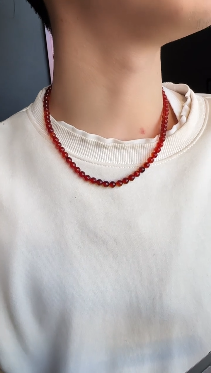 琥珀颈饰未镶嵌#29缅甸琥珀血珀妈妈链6mm