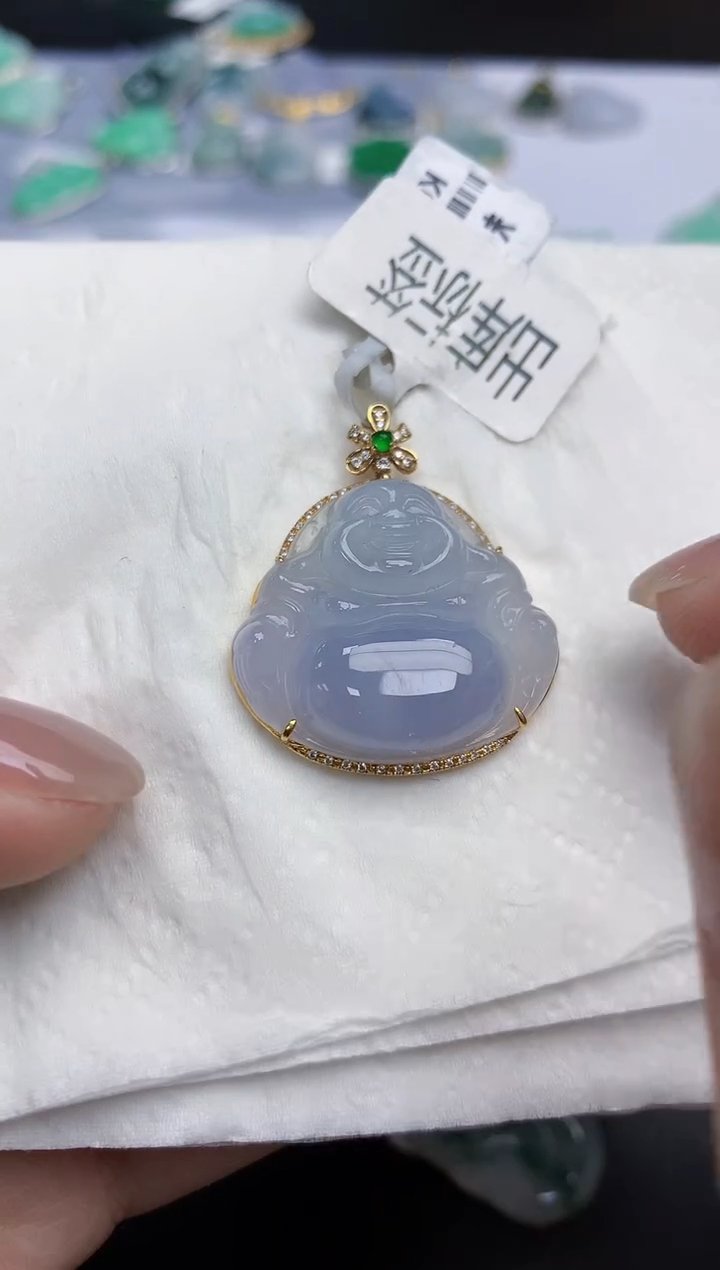 【闪购商品】翡翠颈饰18K金镶嵌天然缅甸翡翠A货